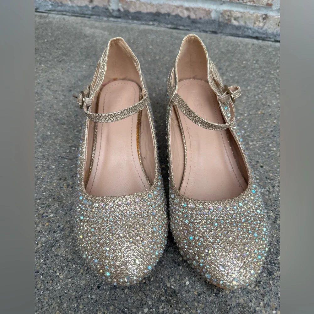 Link girls sequin rhinestone pageant formal dance heels 4